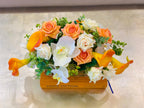 Large Real Touch Orange Calla Lily Mixed White Rose, Orchid Arrangement - Flovery