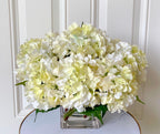 Real Touch White Hydrangea Square Arrangement - Flovery
