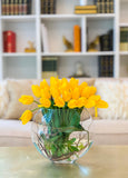 Large Yellow Real Touch Tulip Arrangement-Tulip Real Touch Flower Arrangement-Tulip Centerpiece-Faux Tulip Centerpiece- Yellow Flower Center - Flovery