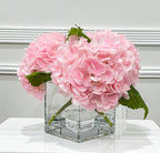 Real Touch Hydrangeas Medium Arrangement In Glass Vase - Flovery