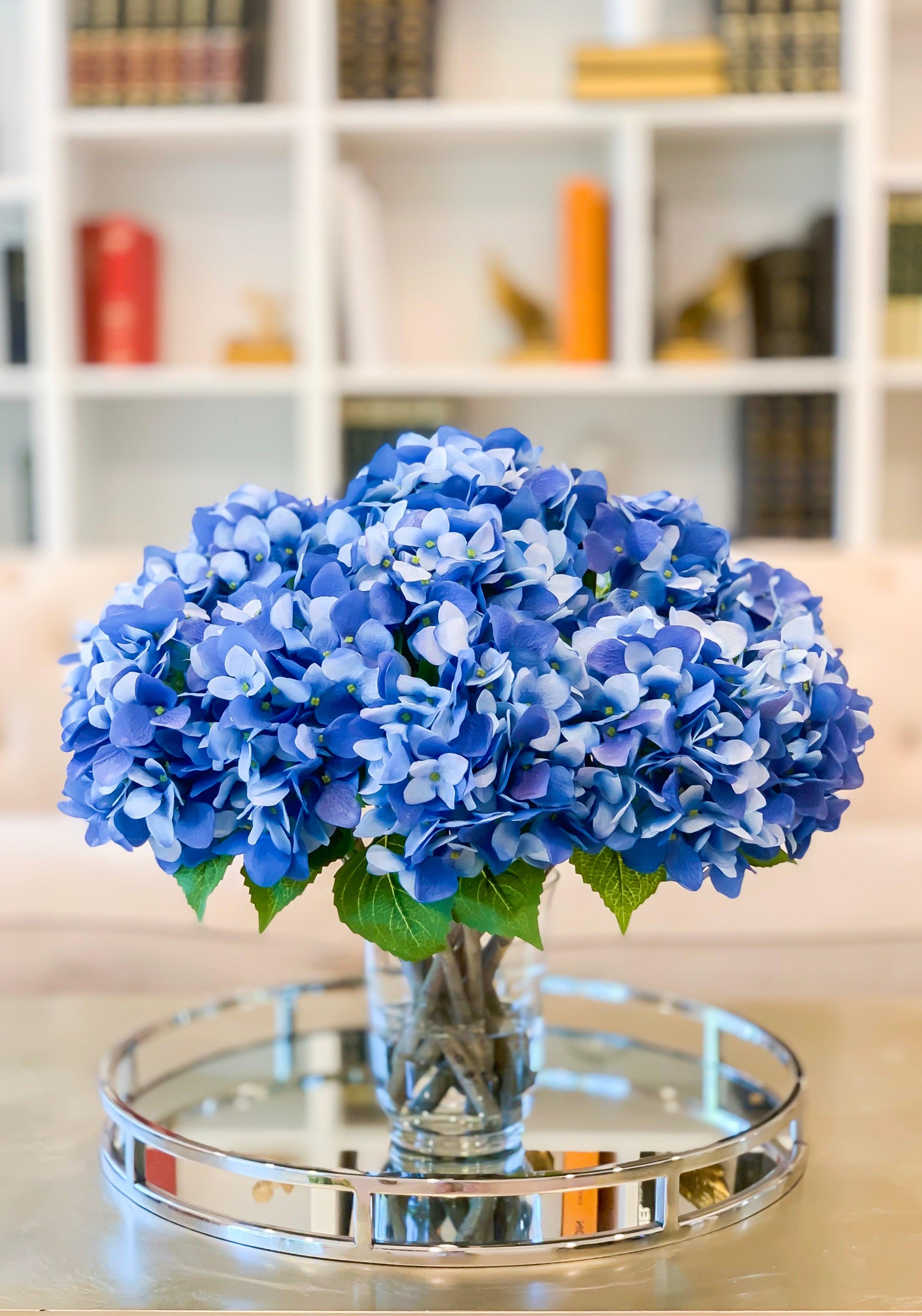 Large 20" Real Touch Blue Hydrangea Arrangement-Flower Hydrangea Arrangement-Modern Farmhouse Arrangement-Rustic Style Arrangement - Flovery