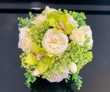 Real Touch White Rose Tulip Green Orchid Arrangement - Faux Flowers Arrangement- Home Decor By Flovery - Flovery