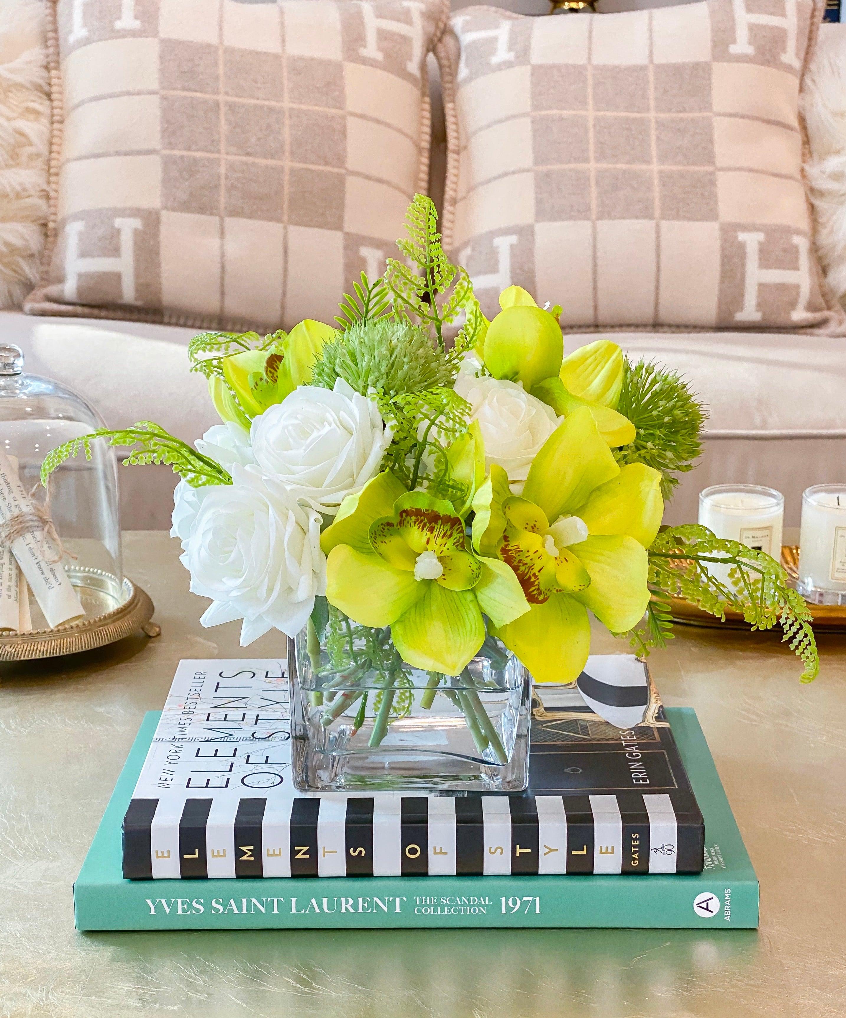 Real Touch Centerpiece-Rose Real Touch Flower Arrangement- Table Centerpiece-Orchid Floral Arrangement-Rose Arrangement-Green arrangement - Flovery