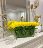 21-in Modern Real Touch Faux Tulips Arrangement in Long Vase - Flovery