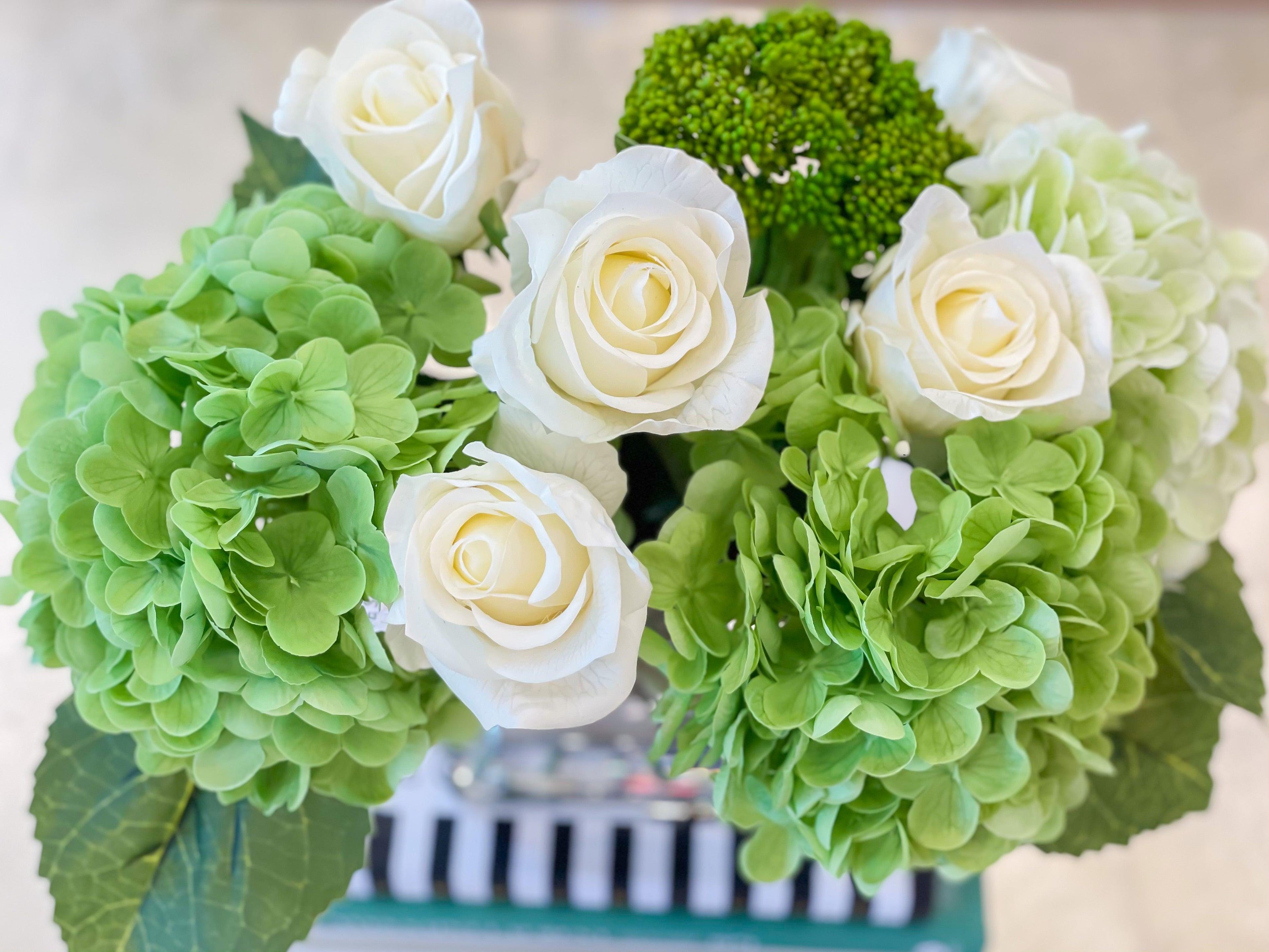 Real Touch Green Hydrangea Arrangement - Flovery
