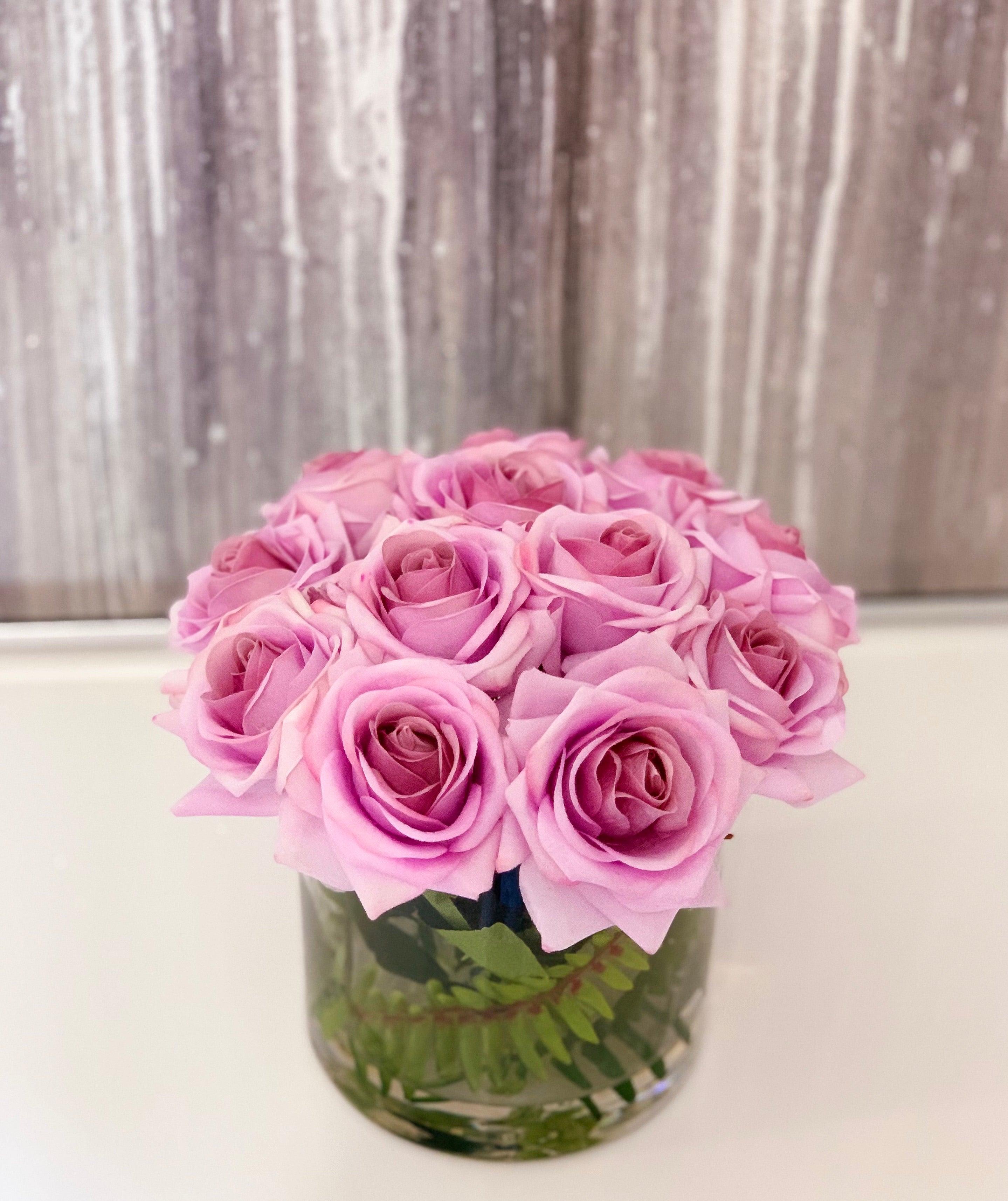 Real Touch Purple Lavender Rose Arrangement Home Decor - Flovery
