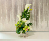 Contemporary Design Arrangement White Real Touch Calla Lily Mixed Orchid - Flovery