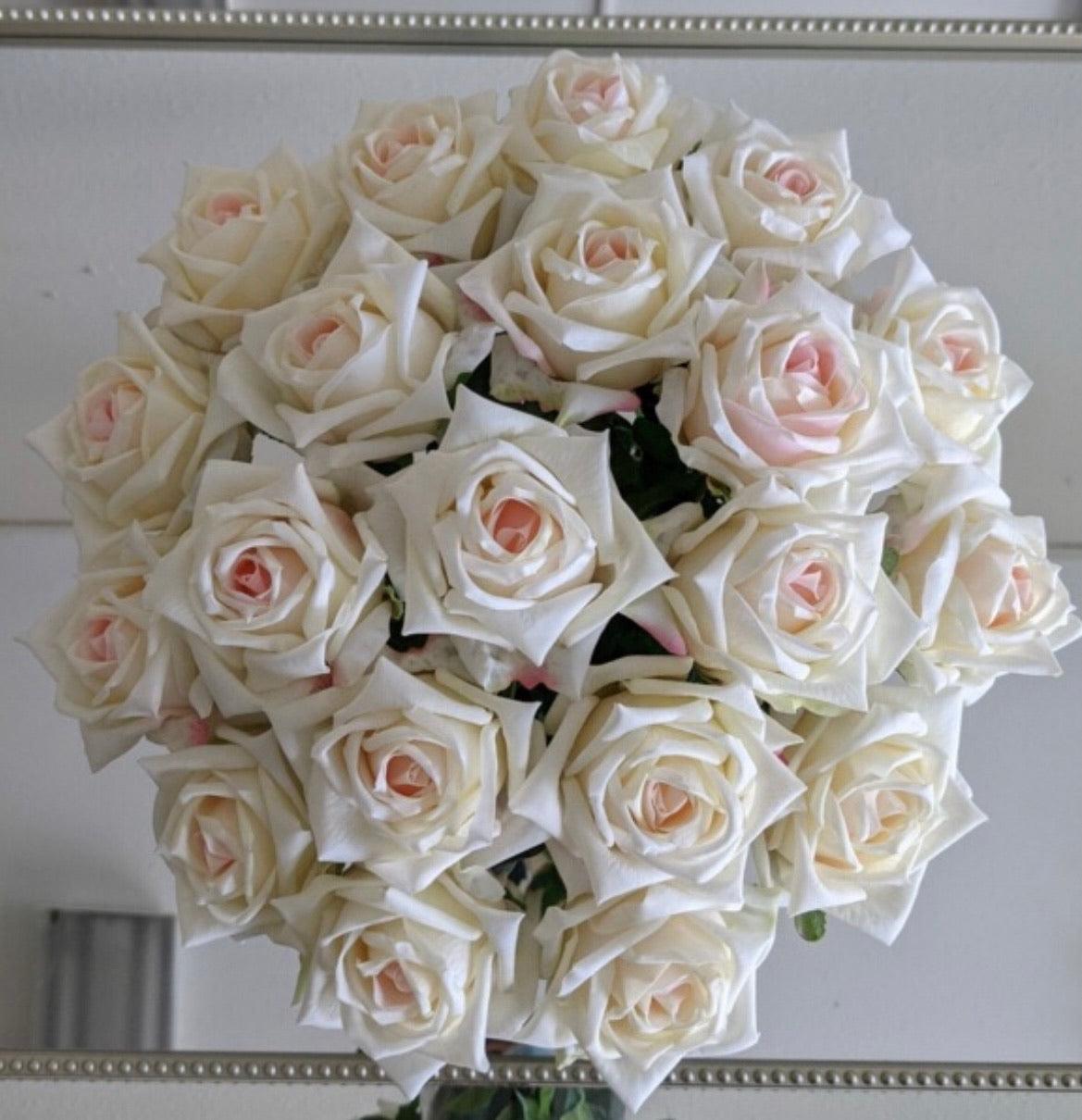 14” Luxury Ivory Rose Real Touch Arrangement - Flovery