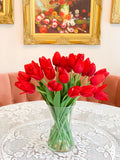 Large Real Touch Tulip Arrangement-Red Tulips Centerpiece-Faux Flower-Silk FlowerCenterpieces Artificial Arrangements - Flovery