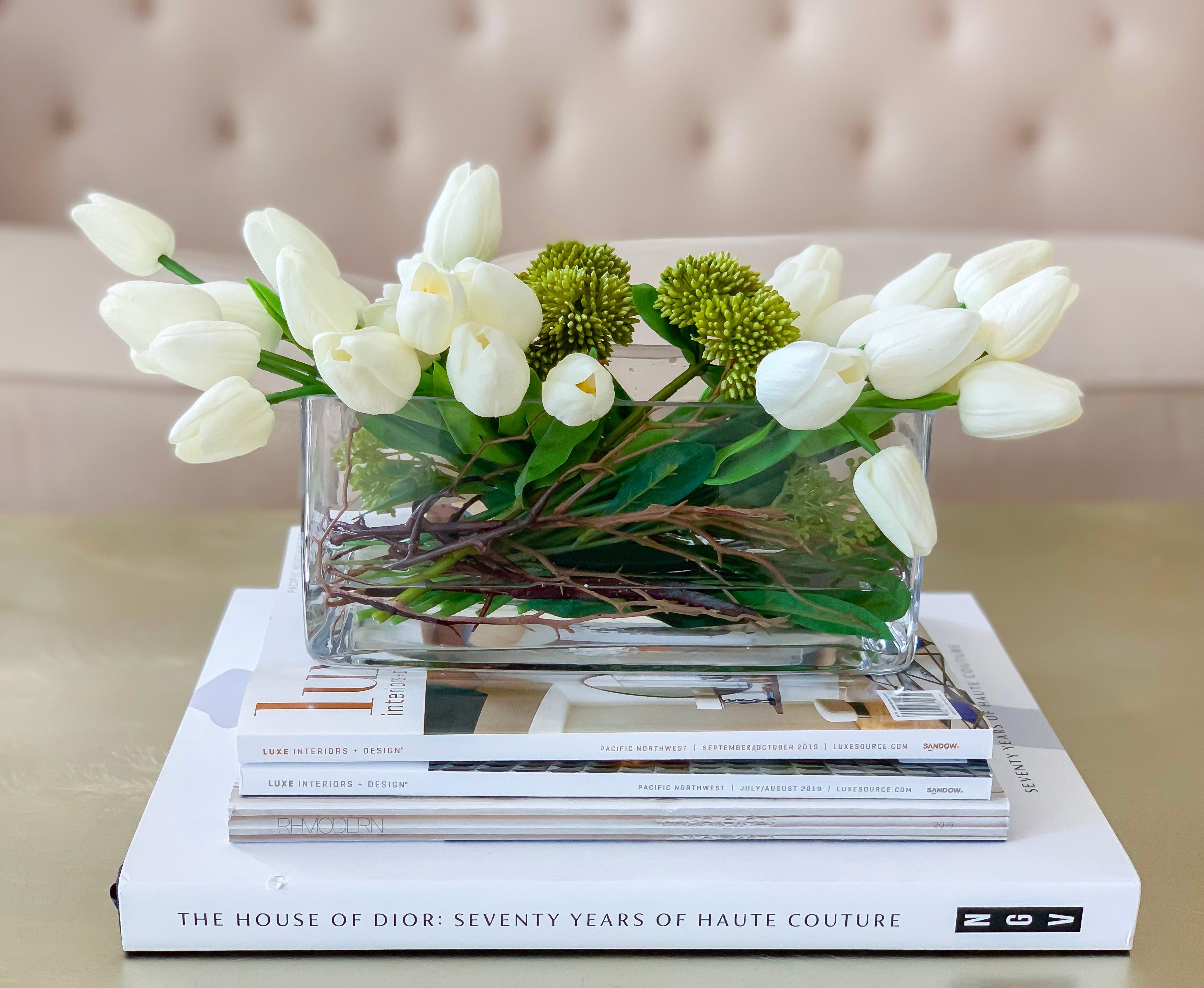 Real Touch White Tulips Wide Square Arrangement Secondary image
