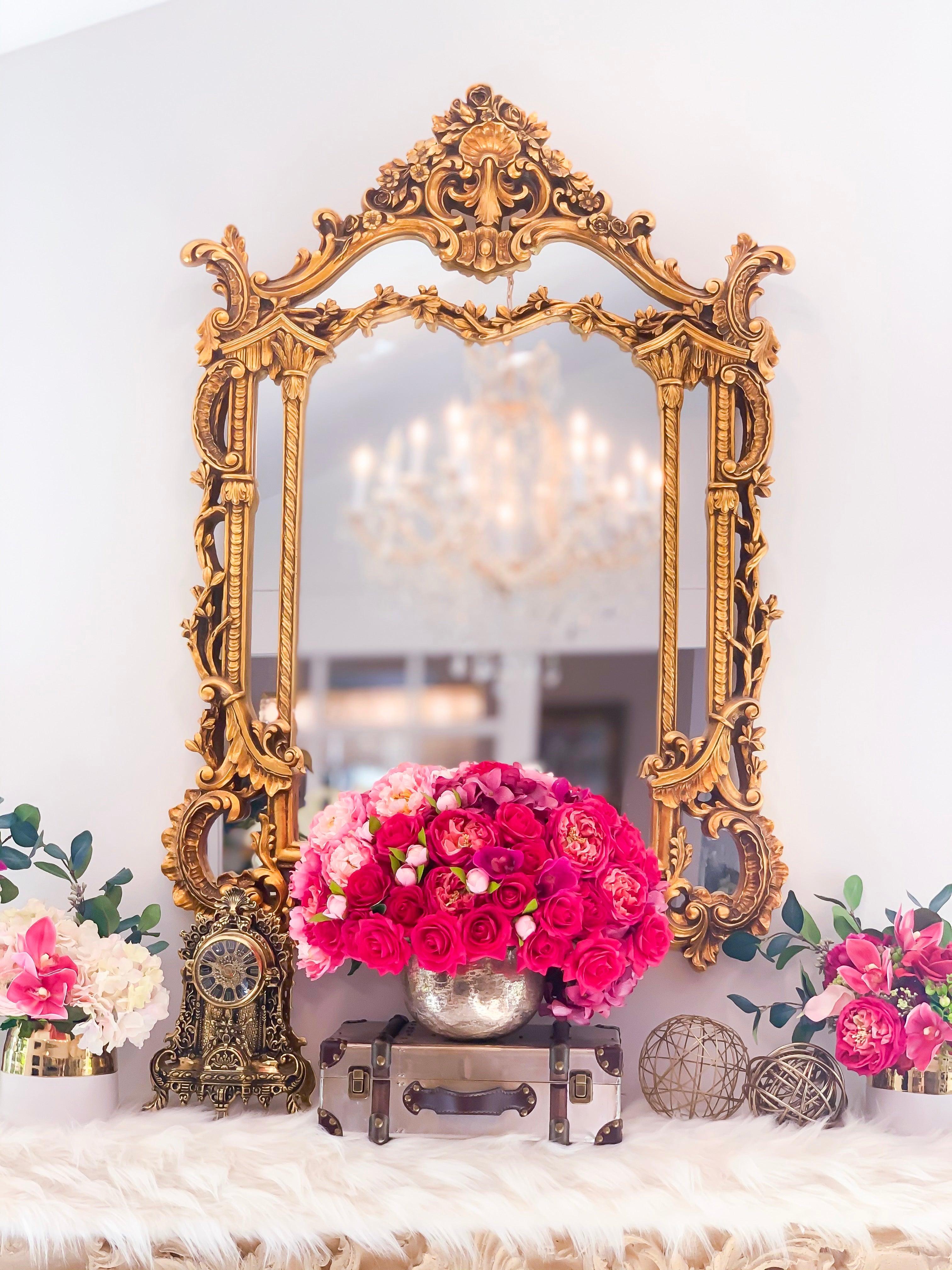 Large Real Touch Rose Orchid Hydrangea Centerpiece Gold - Flovery