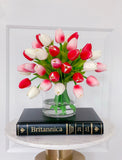 13-in Yellow Red Faux Tulip Centerpiece - Flovery