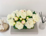 White Peony-Peonies-Finest Silk Flower Arrangement-Peony Arrangement-White Luxury Silk Peony-Artificial Arrangement-Home Decor-Faux Flowers - Flovery