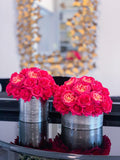 Set of 2 Luxury Real Touch Rose Arrangement in Metal Container-Real Touch Centerpiece-Artificial Flowers Arrangement-Faux Arrangement - Flovery