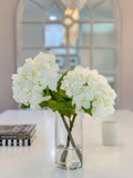 13" REAL TOUCH Flower Arrangement White Hydrangea-Real Touch Hydrangeas Arrangement-White Centerpiece -Real Touch Centerpiece-Faux hydrangea - Flovery