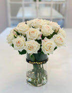 14” Luxury Ivory Rose Real Touch Arrangement - Flovery