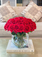 Rose Silk Flower Arrangement-Real Touch Rose Centerpiece-Silk Floral Arrangement-Table Arrangement-Roses in Faux Water-Valentine Arrangement - Flovery