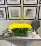 21-in Modern Real Touch Faux Tulips Arrangement in Long Vase - Flovery