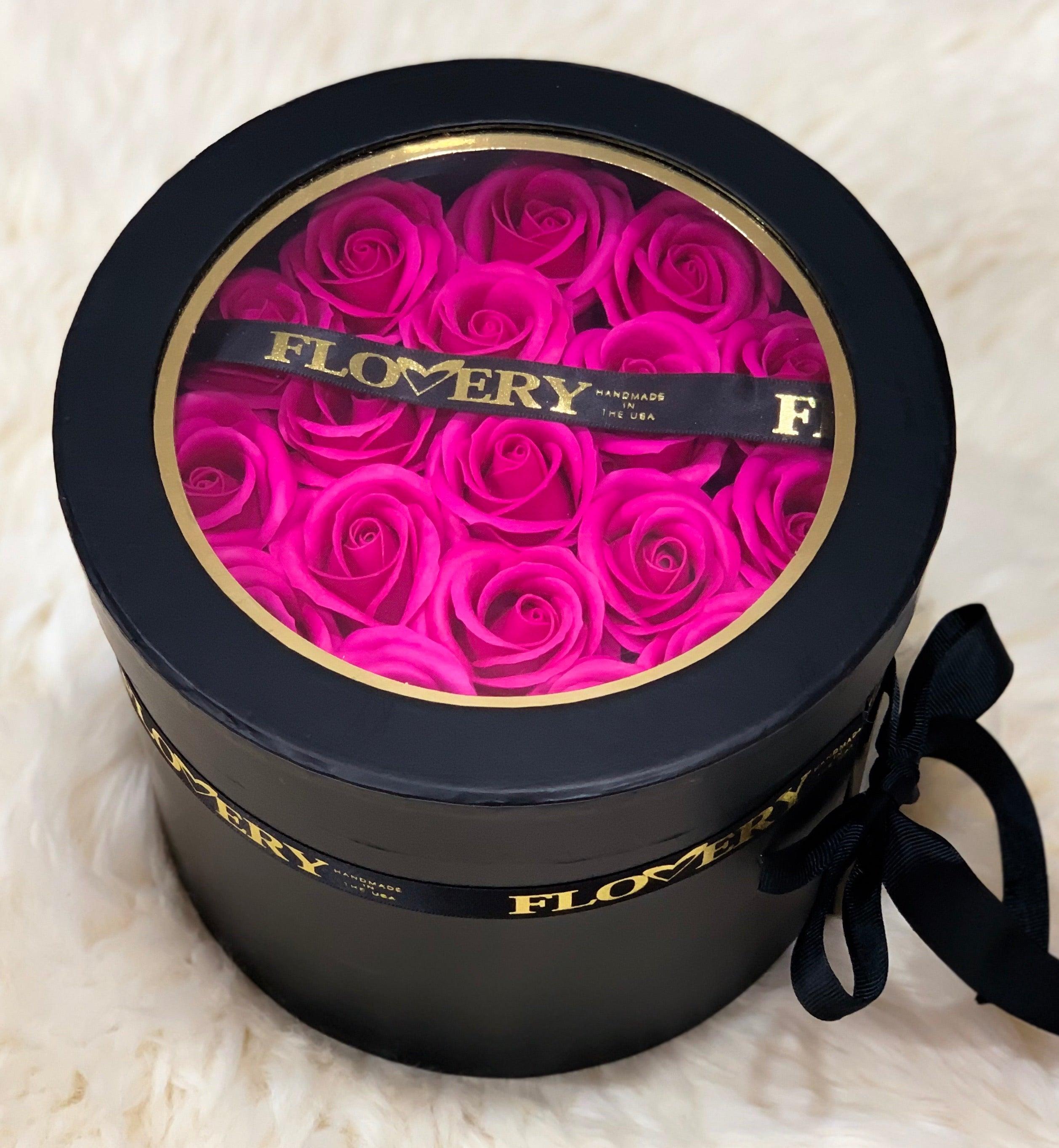 Scented Soap Mixed Hot Pink and White Rose In Elegant Double Gift Box - Flovery