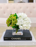 REAL TOUCH Flower Arrangement White Hydrangea-Real Touch Hydrangea Flower Arrangement-White Hydrangea Centerpiece-Green Arrangement - Flovery
