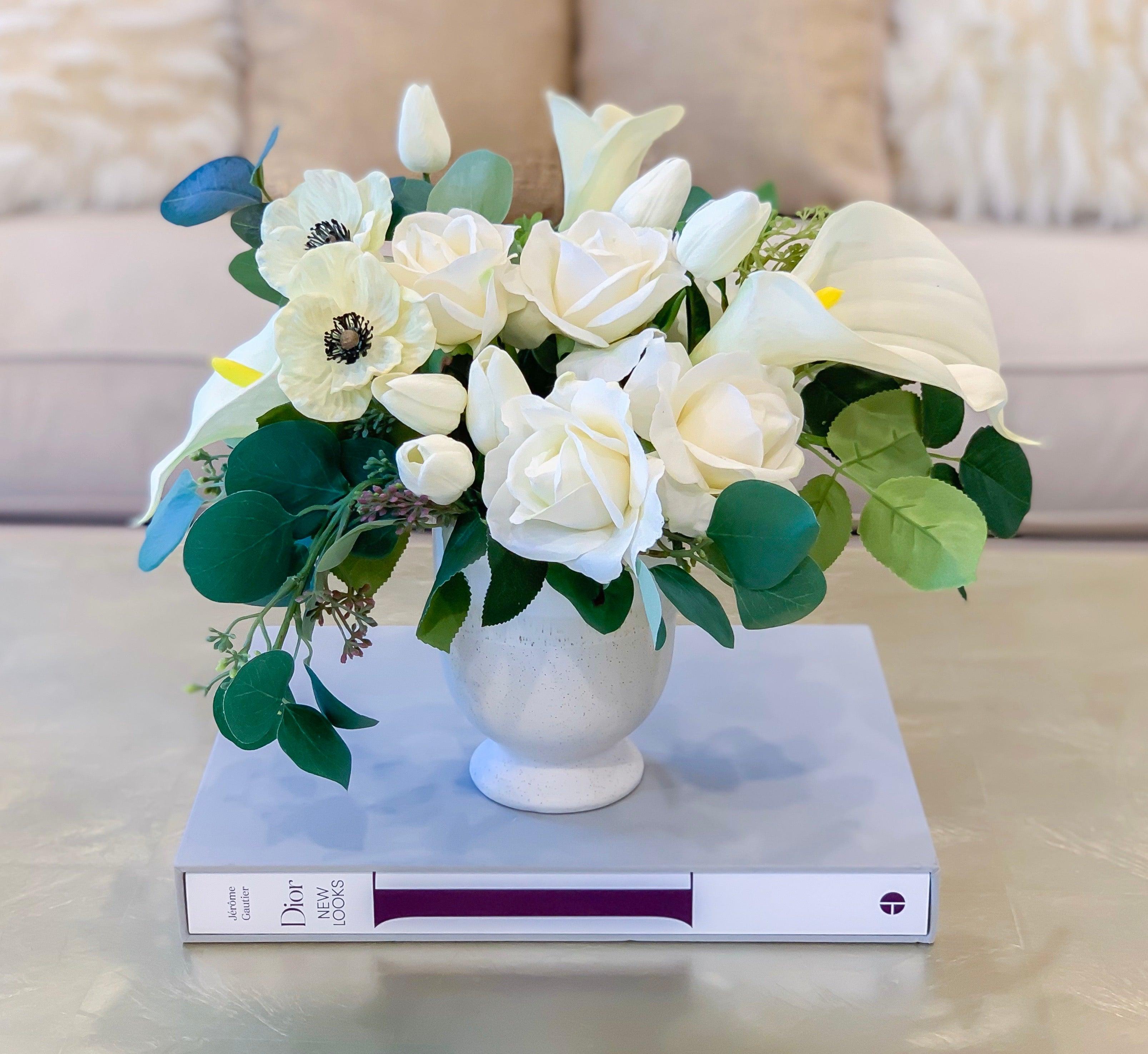 White Calla Lily Orchid Rose Tulip Real Touch Arrangement Secondary image
