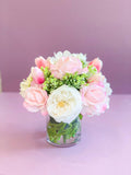 Pink Centerpiece-All Real Touch Flowers-Peonies Flowers Arrangement-Pink Real Touch Flowers-Flower Arrangement-Faux Floral Arrangement - Flovery