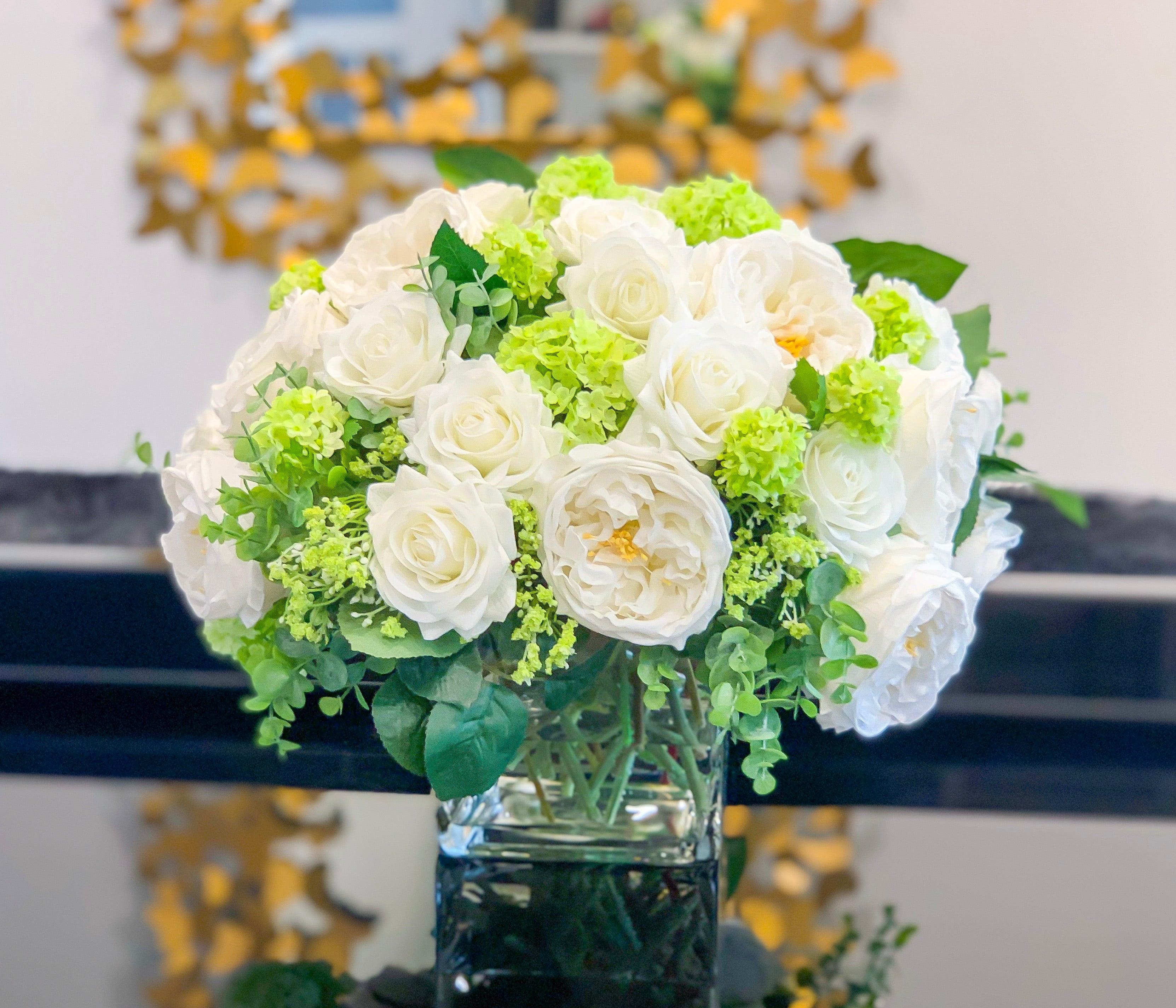 Large Exclusive Real Touch Roses Dining Table Centerpiece Secondary image