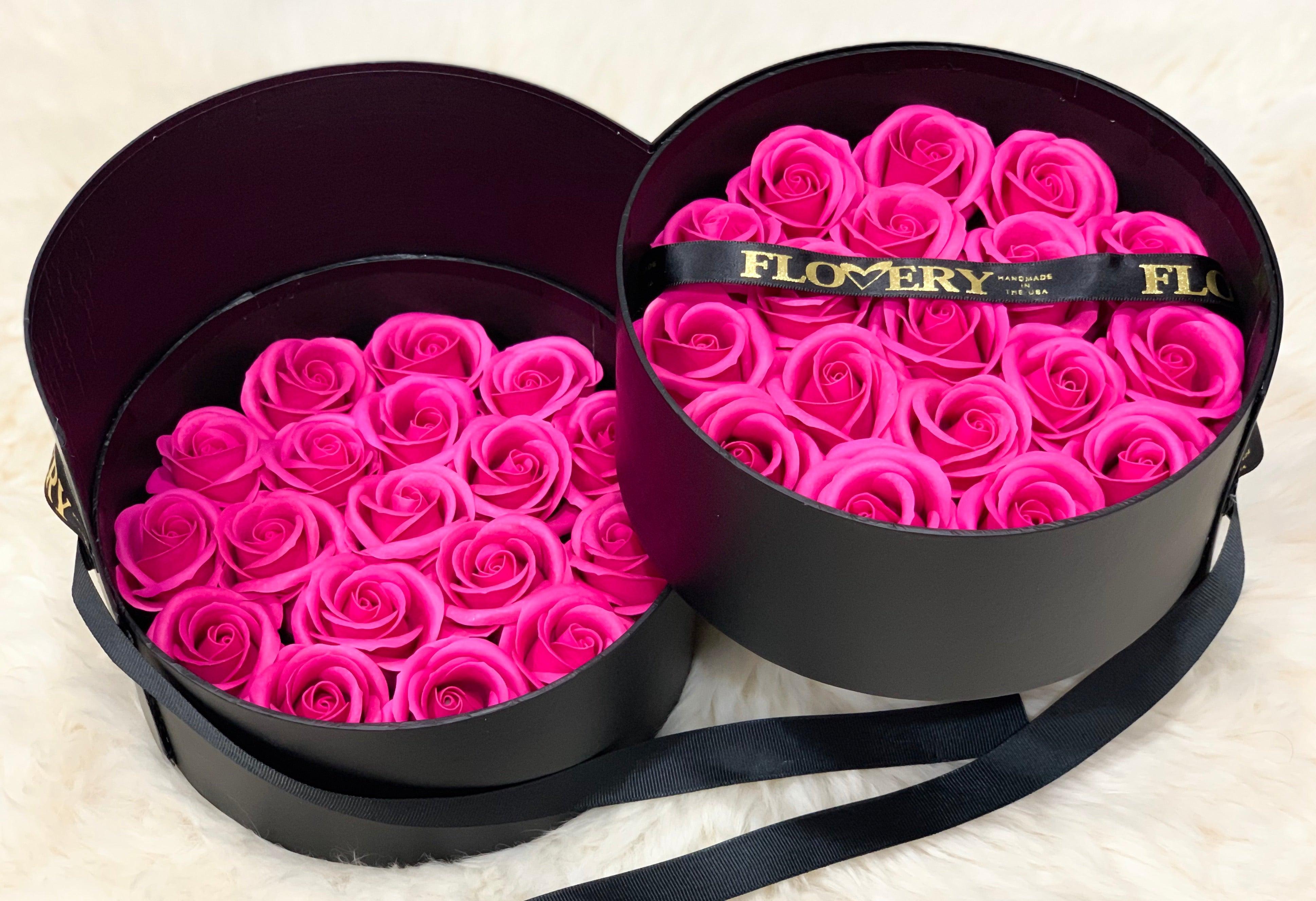 Scented Soap Hot Pink Rose In Elegant Double Gift Box - Flovery Main image