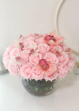 Real Touch Pink Roses-Real Touch Pink/White Orchids-Baby Pink/Pink/Blush Rose Flower Arrangement-Rose Faux Arrangement-Rose Centerpieces - Flovery