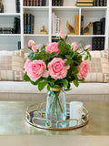 Large Real Touch Pink White English Roses Centerpiece - Flovery