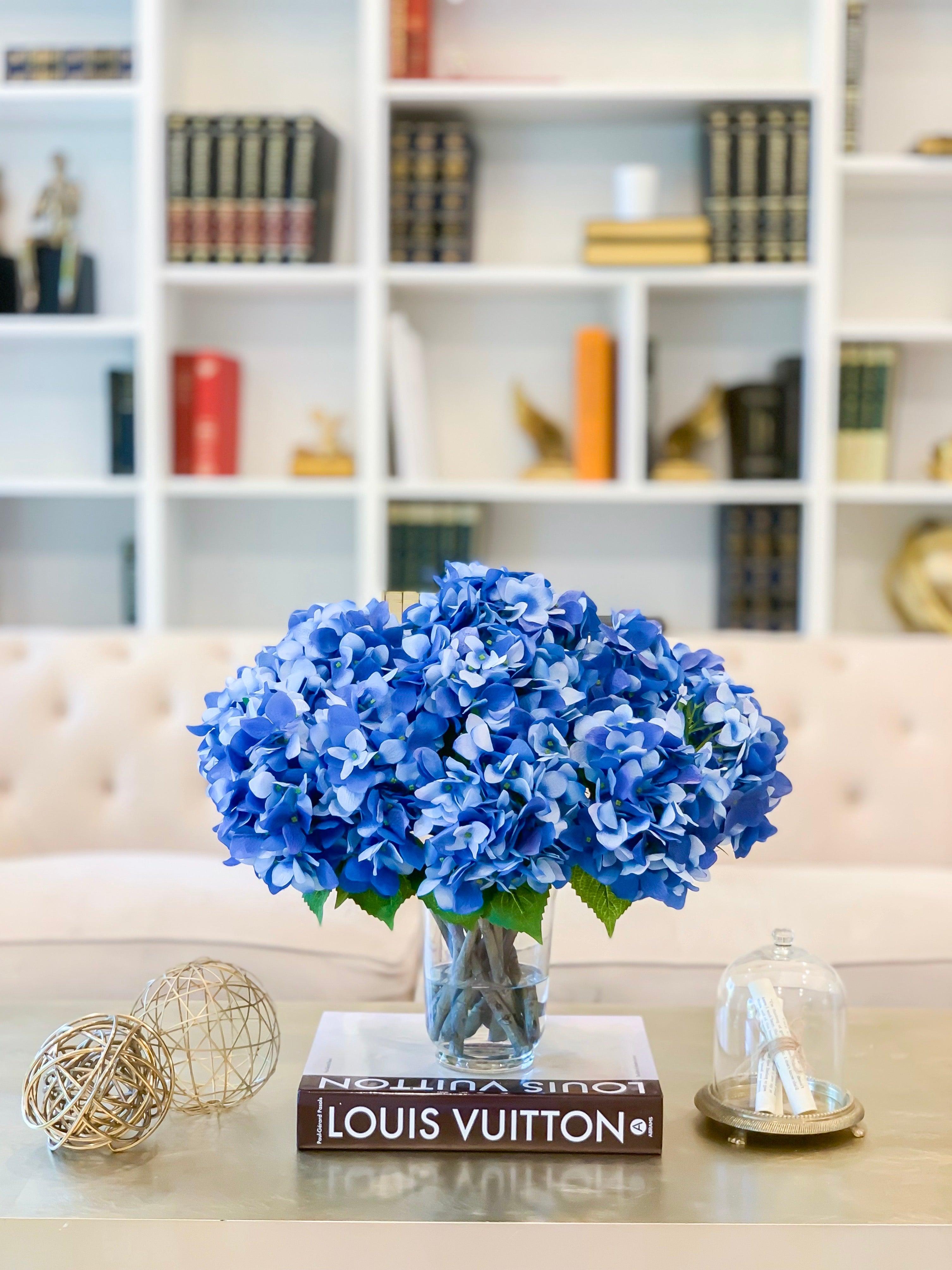 Large 20" Real Touch Blue Hydrangea Arrangement-Flower Hydrangea Arrangement-Modern Farmhouse Arrangement-Rustic Style Arrangement - Flovery