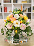 22" Large Real Touch Arrangement Rose Peony Tulip - Flovery