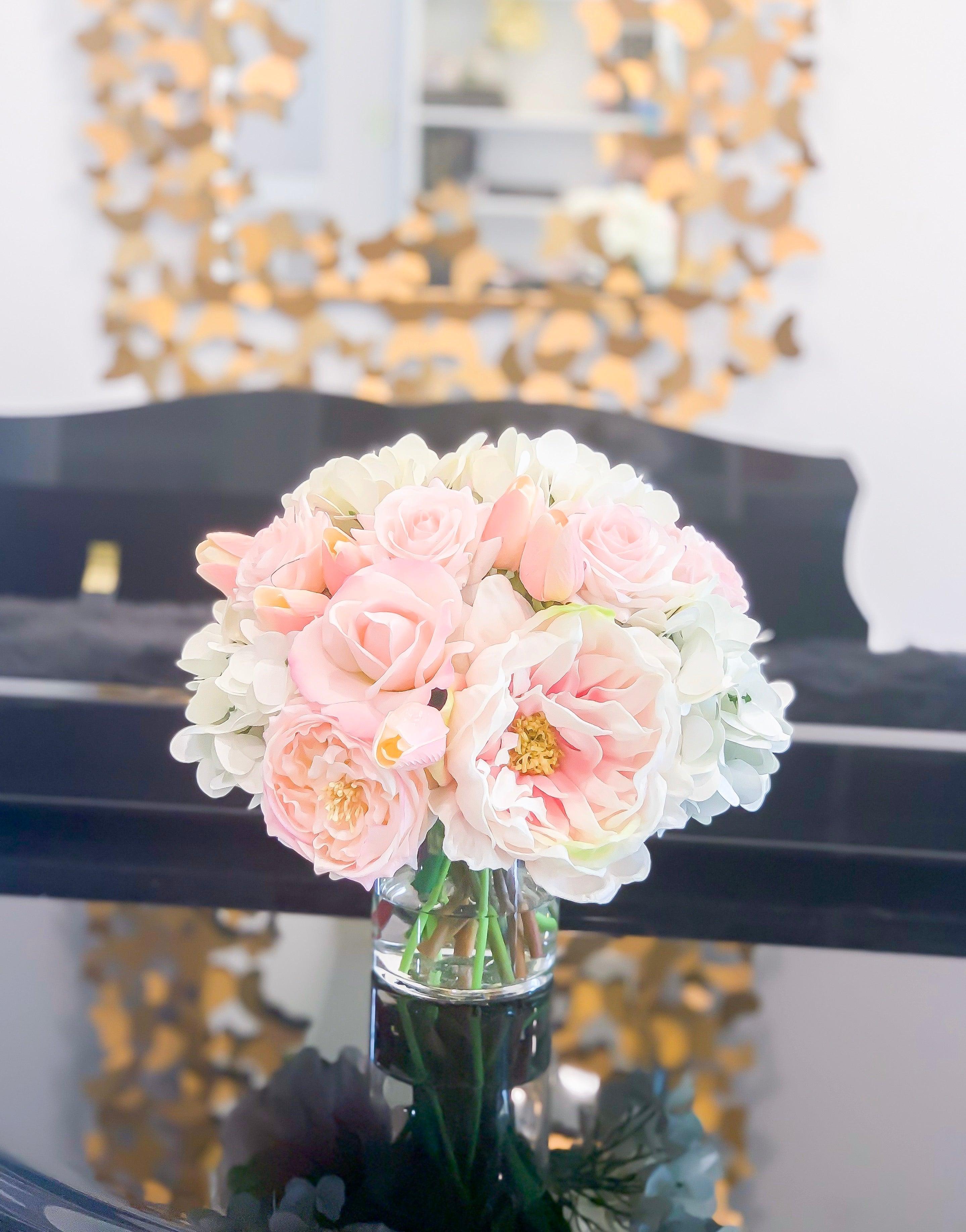 All Real Touch Centerpiece Pink Roses Peonies Hydrangeas Tulips Secondary image