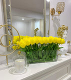 21-in Modern Real Touch Faux Tulips Arrangement in Long Vase - Flovery