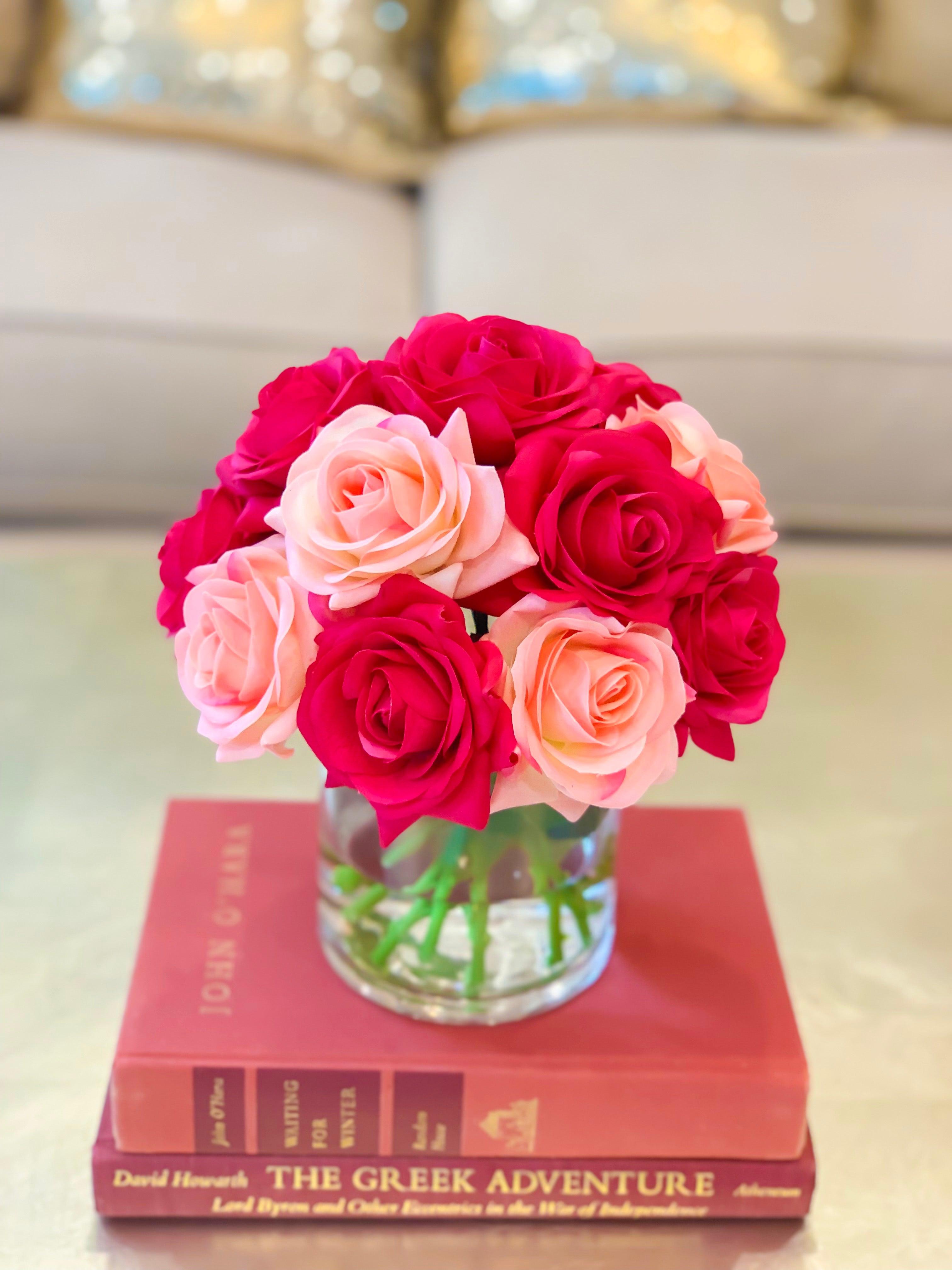 Mixed Pink Real Touch Rose Arrangement Secondary image