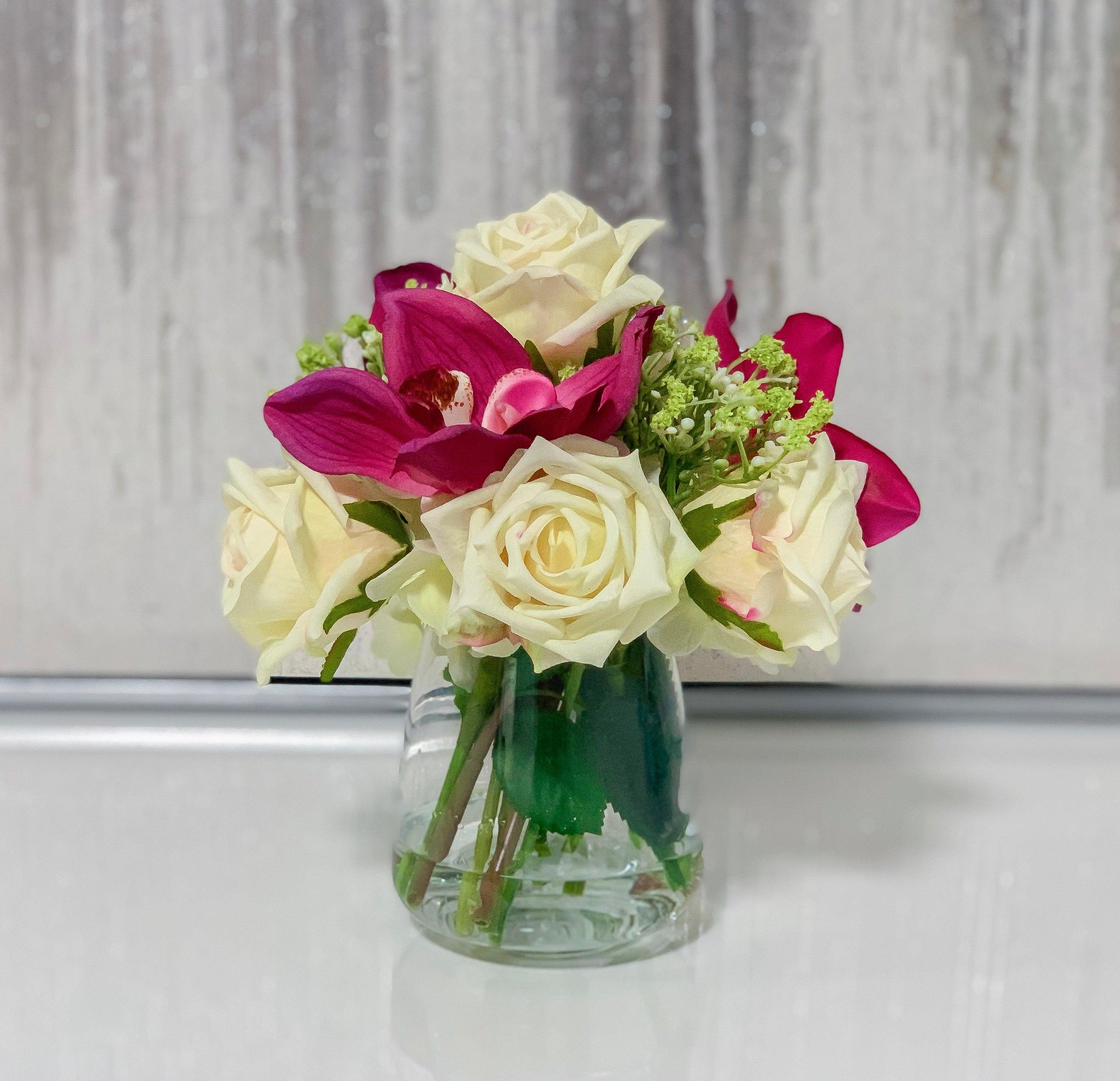 Real Touch Rose Mixed Orchid Arrangement - Flovery Main image