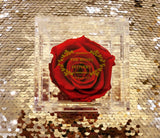 Elegant premium Ecuador preserved rose in clear acrylic cube
