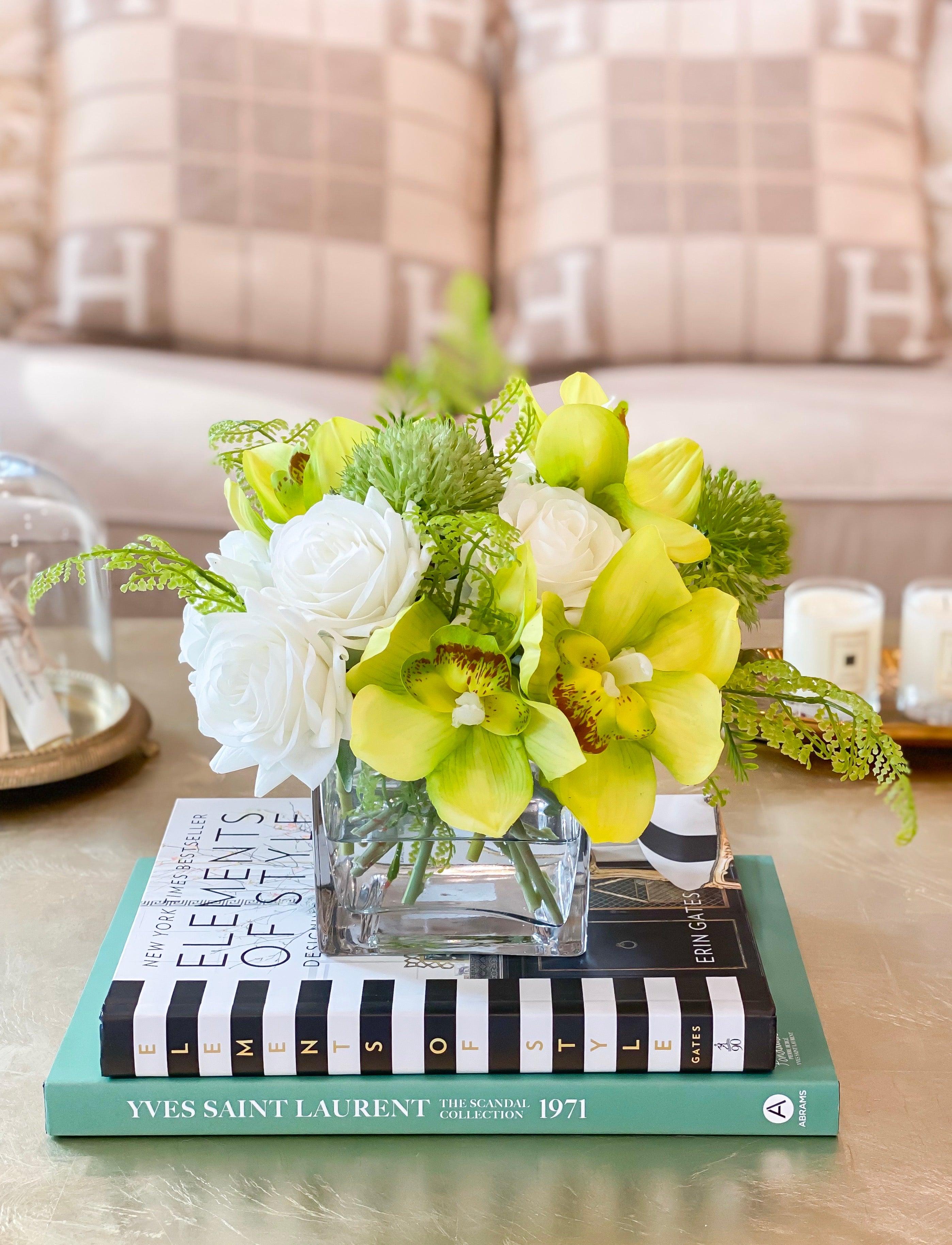 Real Touch Centerpiece-Rose Real Touch Flower Arrangement- Table Centerpiece-Orchid Floral Arrangement-Rose Arrangement-Green arrangement - Flovery