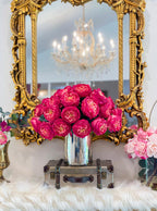 18 inch Large English Rose Centerpiece in Metal Vase - Flovery