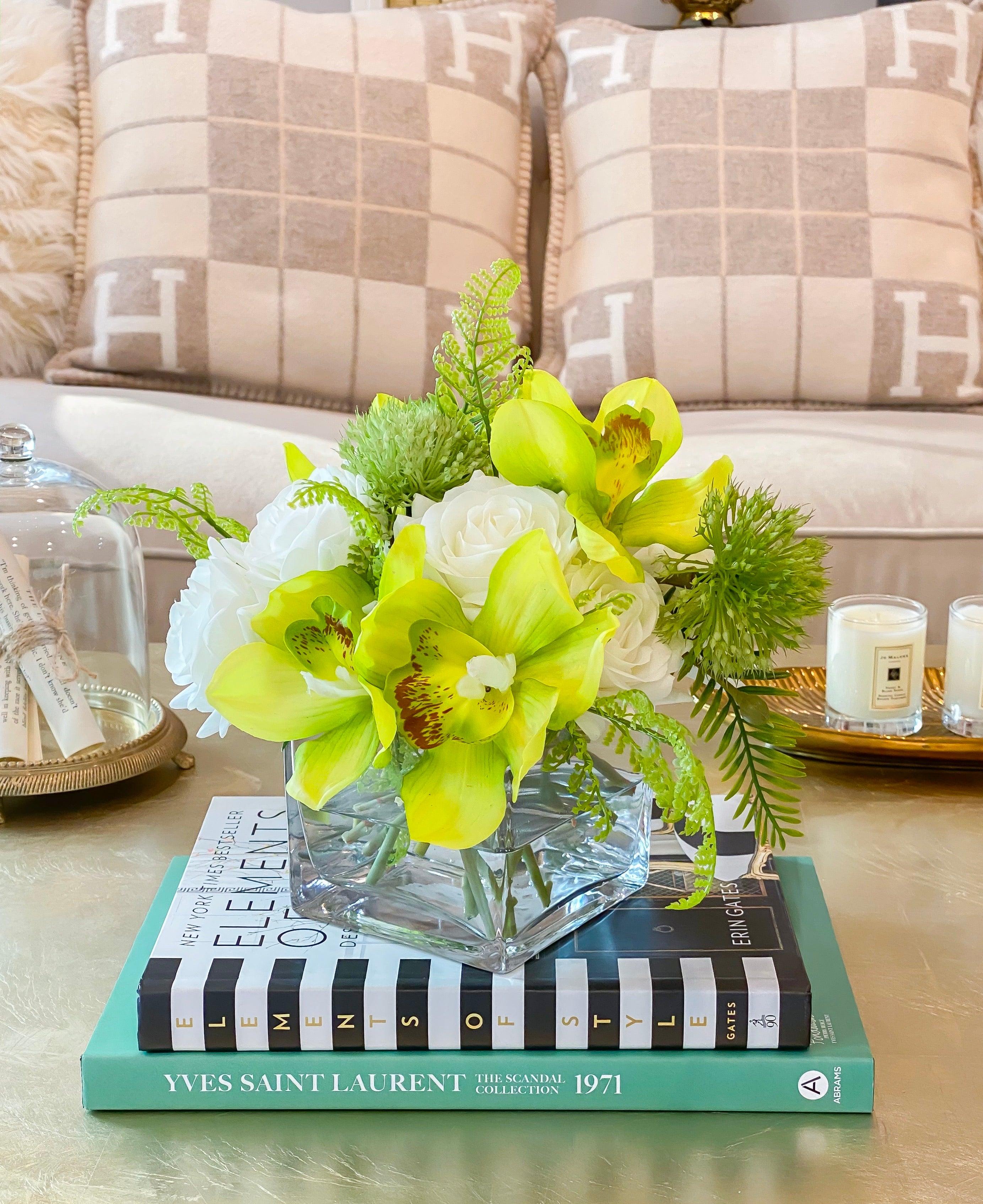 Real Touch Centerpiece-Rose Real Touch Flower Arrangement- Table Centerpiece-Orchid Floral Arrangement-Rose Arrangement-Green arrangement - Flovery