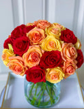 Large Real Touch Roses Red Yellow Orange - Flovery
