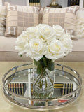 Tall Silk Flower Arrangement-Real Touch Cream Rose Centerpieces-Floral Arrangement-Faux Rose Centerpiece-Table Arrangement-Tall Arrangement - Flovery