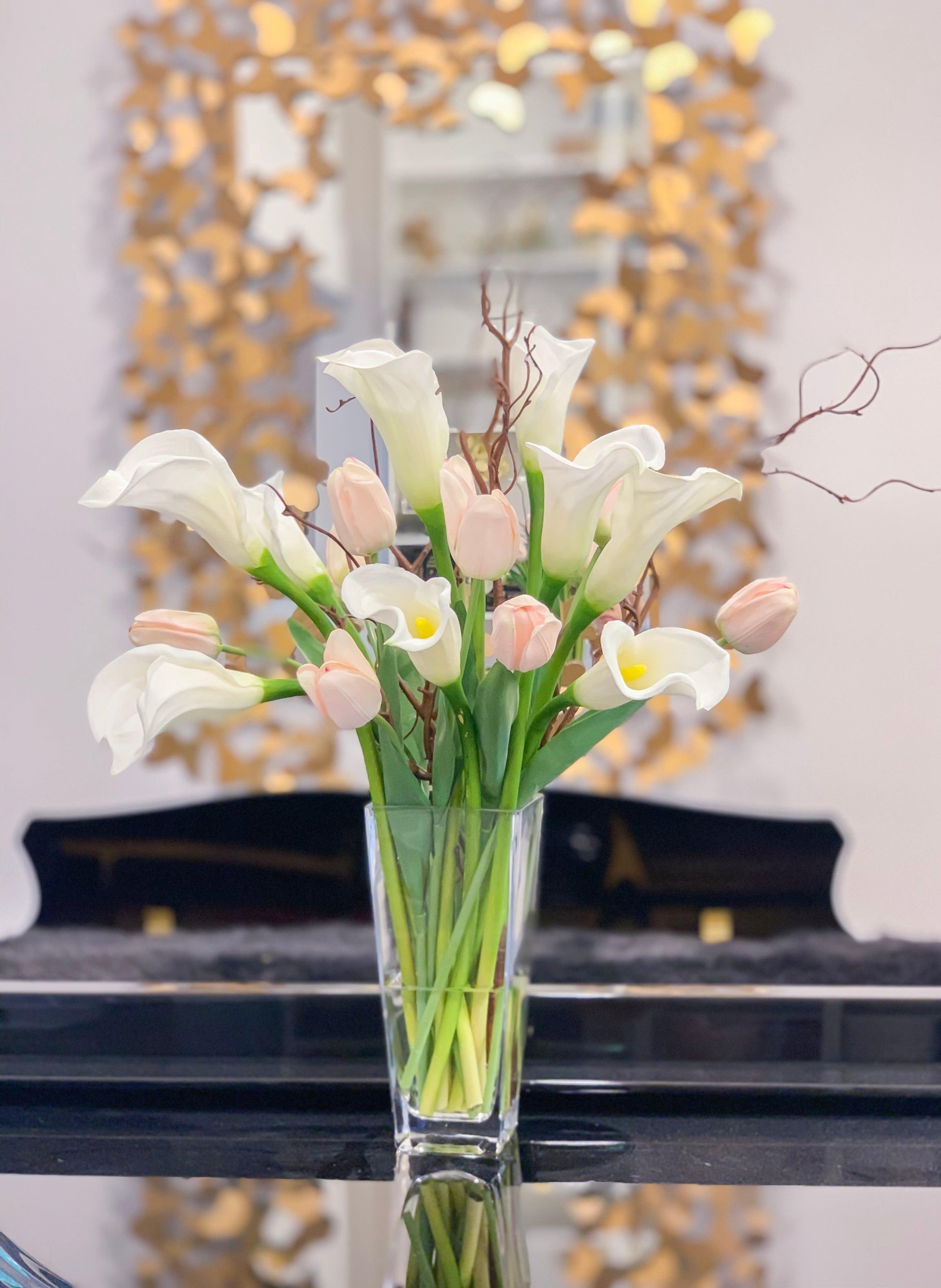 Pink/White Real Touch Calla Lily Arrangement Secondary image