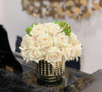 Real Touch Mixed Rose Centerpiece Gold - Flovery