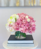 All Real Touch Flower Arrangement -Pink Peonies Centerpiece-Real Touch Peonies-Real Touch Hydrangea -Tulip Arrangement-Pink Arrangement - Flovery