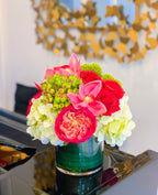 Real Touch Flowers Arrangement - Pink Flowers Centerpiece - Silk Flower Centerpiece In Real Touch Category- Spring Flowers - Flovery