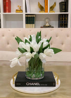 12-in White Real Touch Tulip Arrangement - Flovery