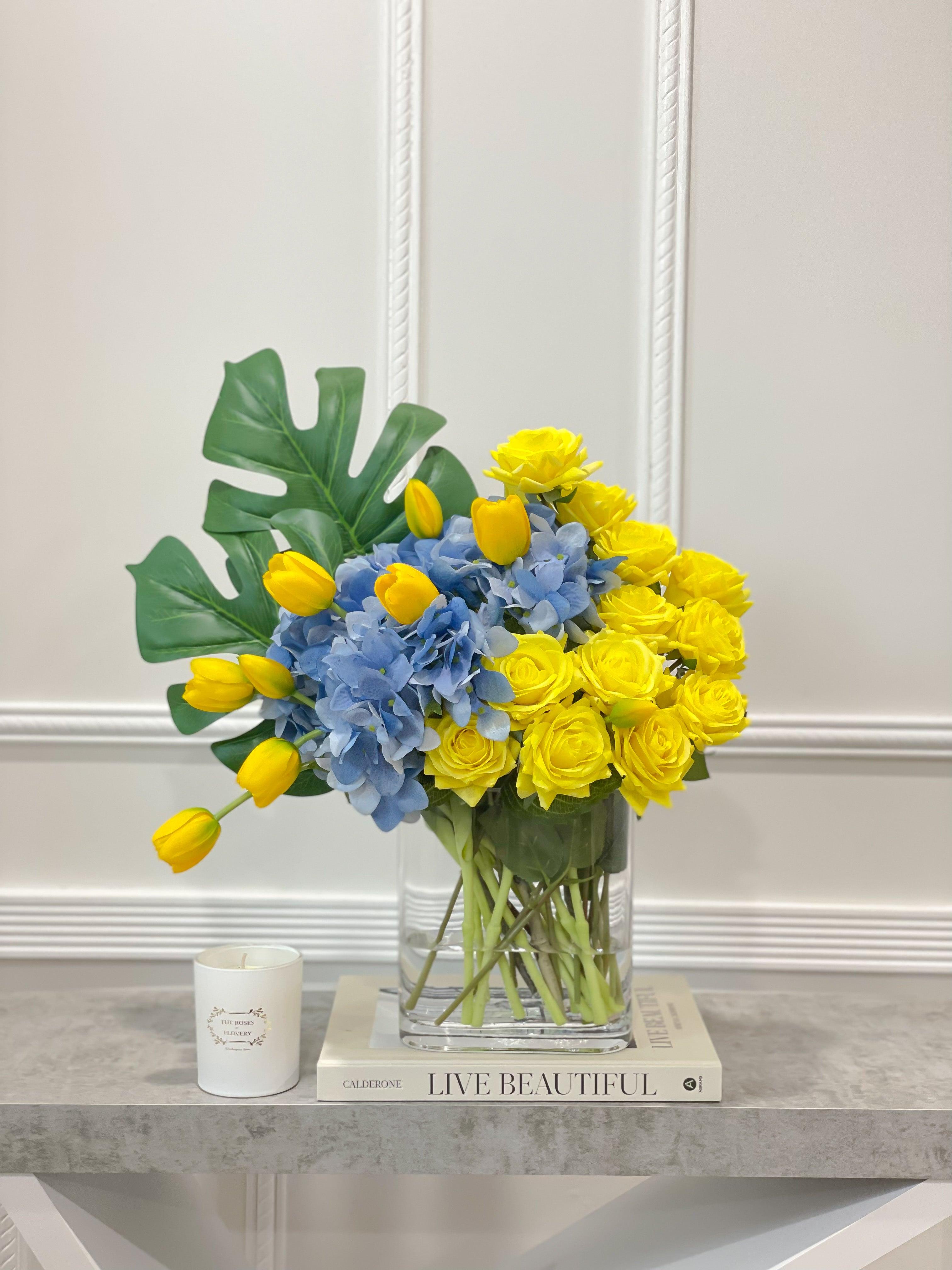 Love Ukraine Blue Yellow Rose Arrangement - Flovery Main image