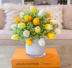 Real Touch Tulip Centerpiece-Real Touch Flower Arrangement-Faux Flower Arrangement-Fake Flowers-Silk Faux Tulip Arrangement In Acrylic Water - Flovery