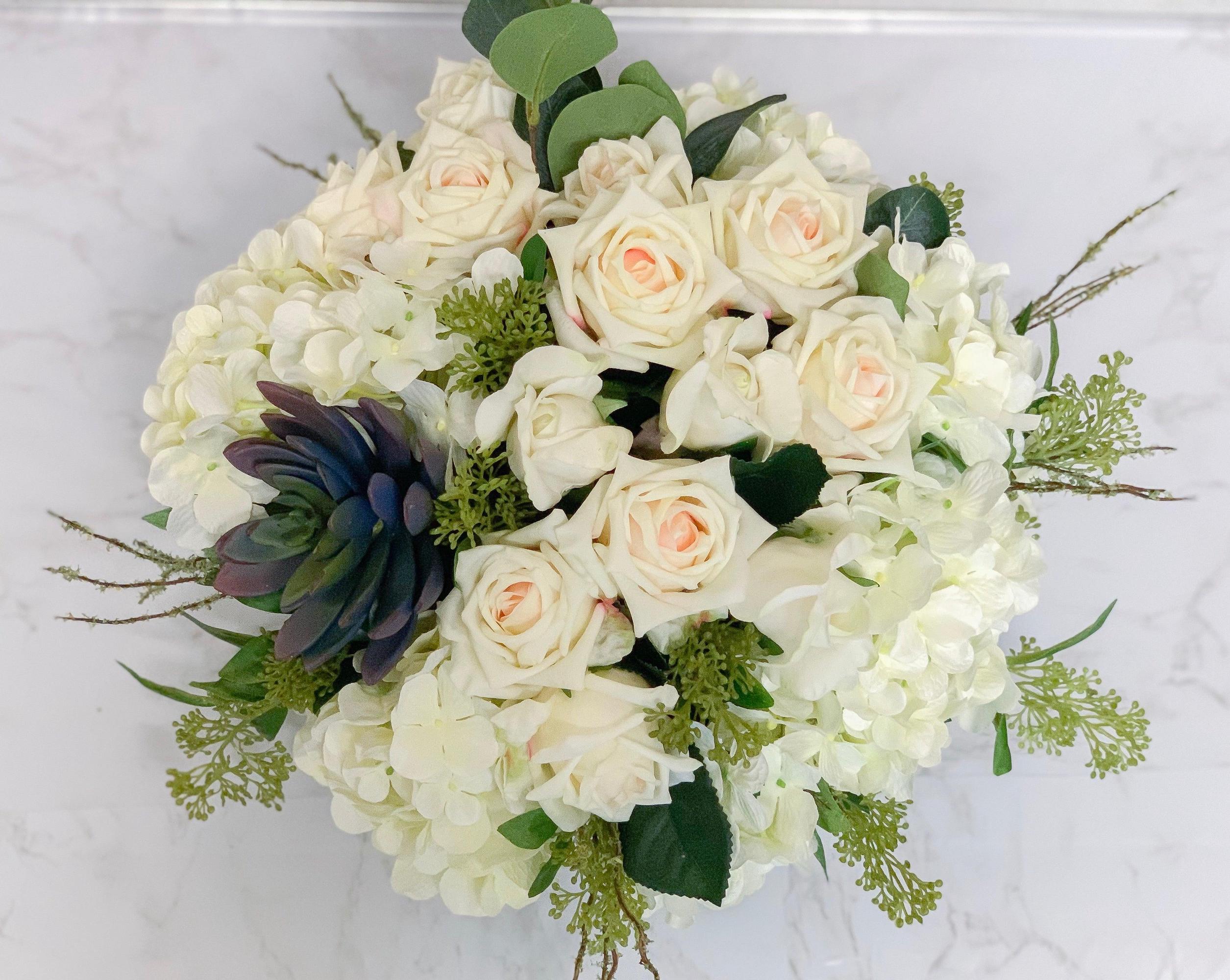 White Silk Hydrangea Centerpiece - Flovery